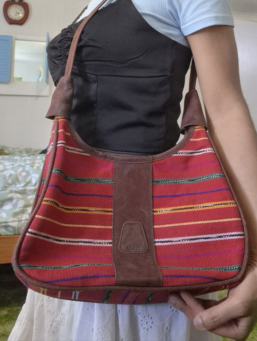 Vintage Tikal Guatemala Woven Huipil Hobo Bag